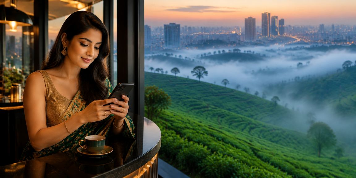 চট্টগ্রামের চা বাগানে একজন ব্যবহারকারী মোবাইলে ক্রিকেট বেটিং করছেন