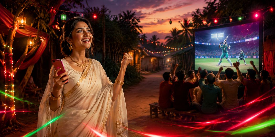 কুমিল্লায় একজন নারী ব্যবহারকারী মোবাইলে ক্রিকেট বেটিং দেখছেন